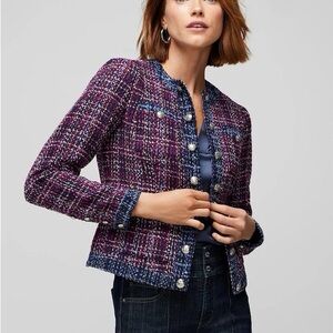 WHBM Tweed Stylist Jacket, Hollyhock, Size 4